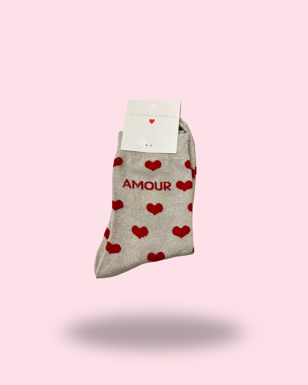 chaussettes pailletées Amour – Cœurs rouges