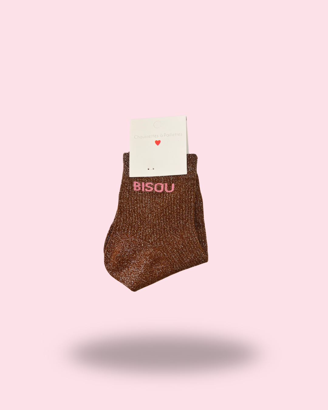 chaussettes pailletées marron – Bisou