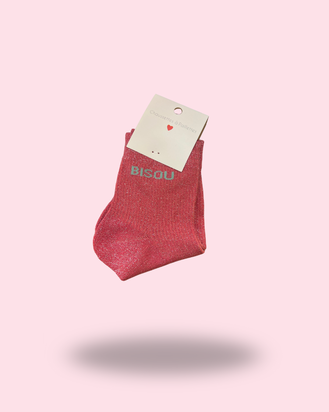 chaussettes pailletées roses – Bisou