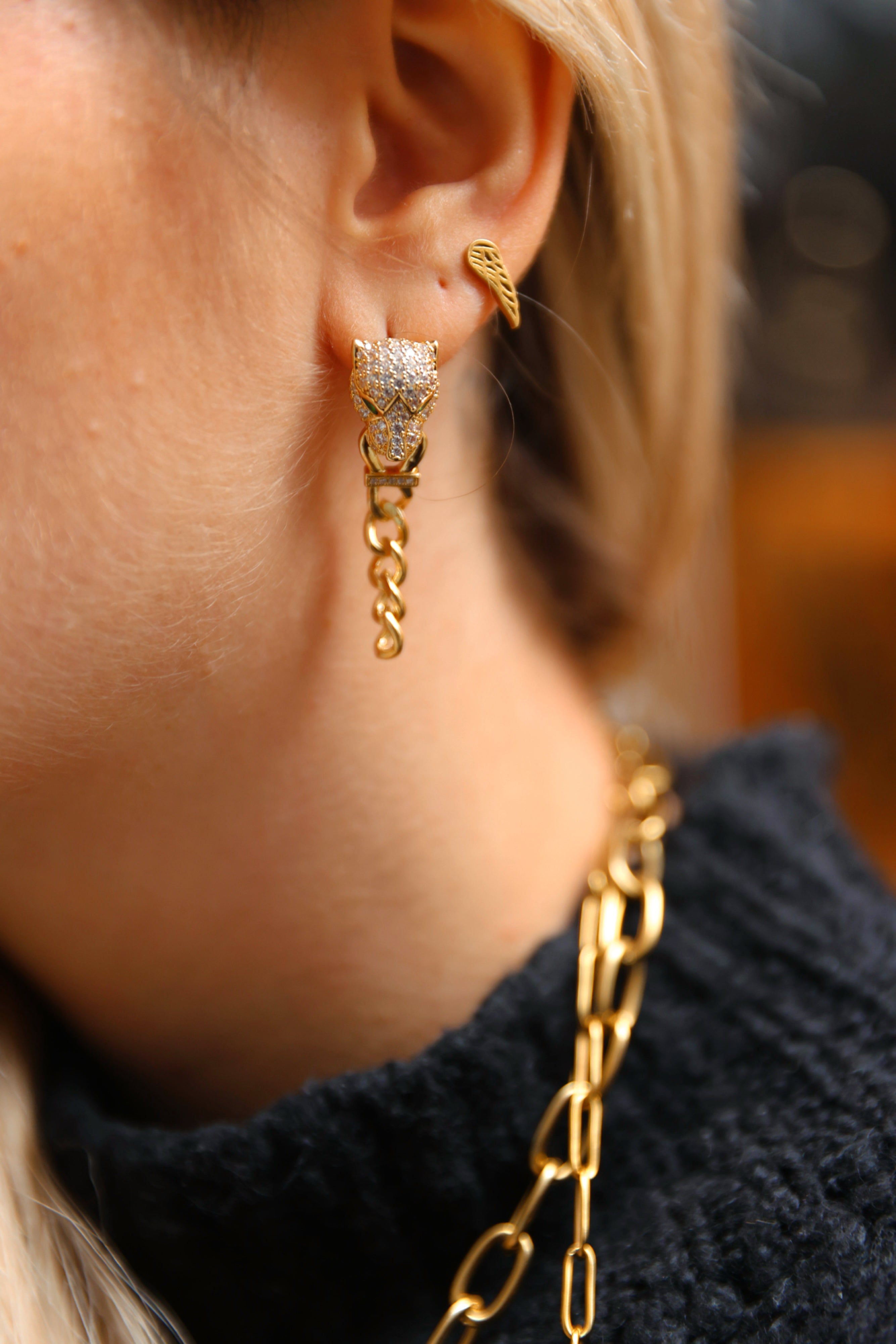 BOUCLES D'OREILLES - GUÉPARD OR