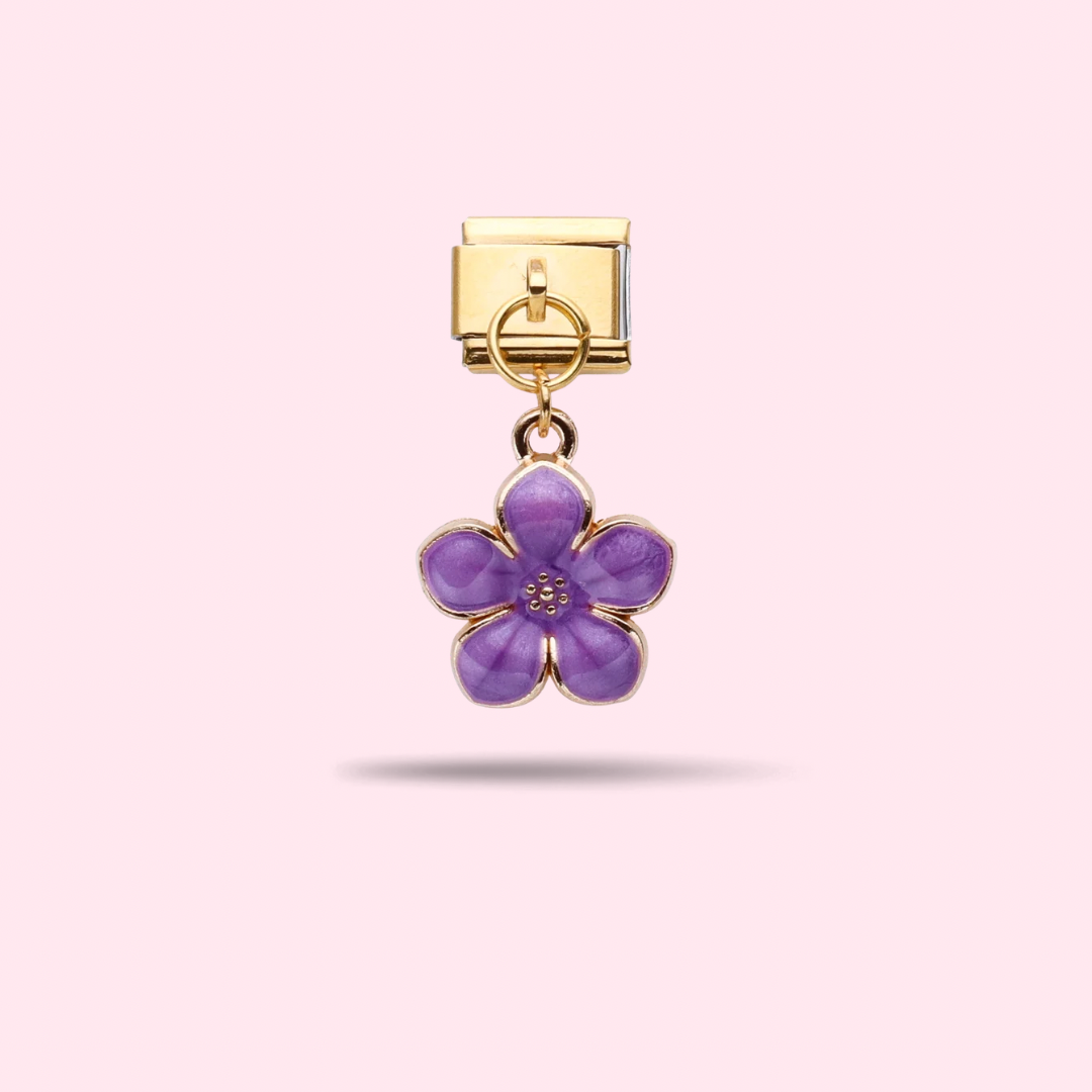 🌸 Charm Pendentif Fleur Violette
