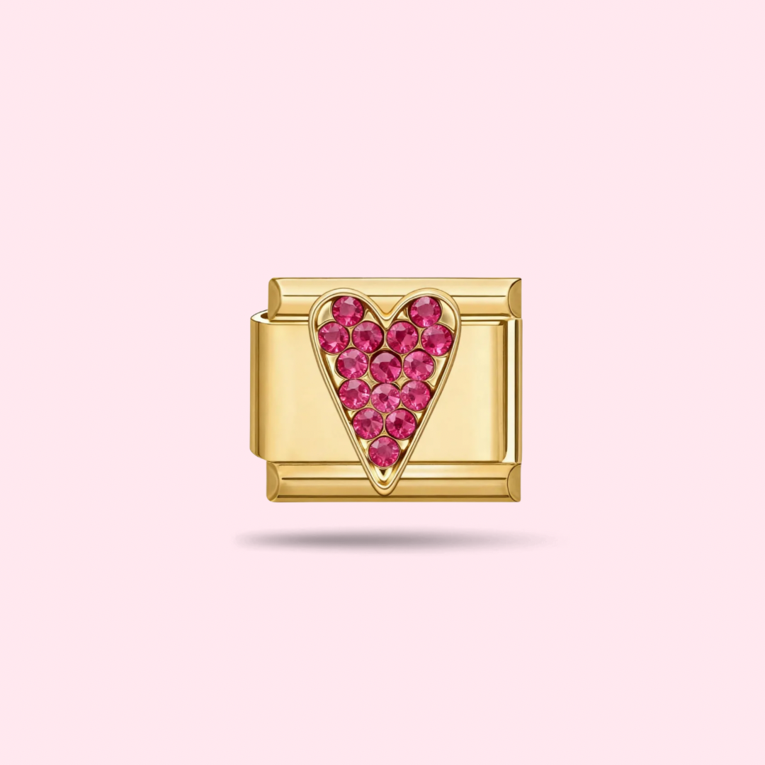 💖 Charm Cœur Rose Strass