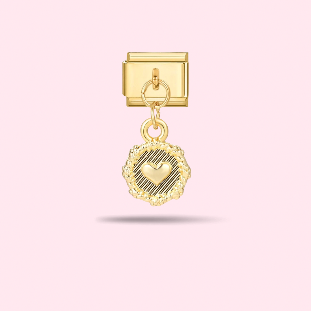 ✨ Charm Pendentif Médaillon Cœur Doré