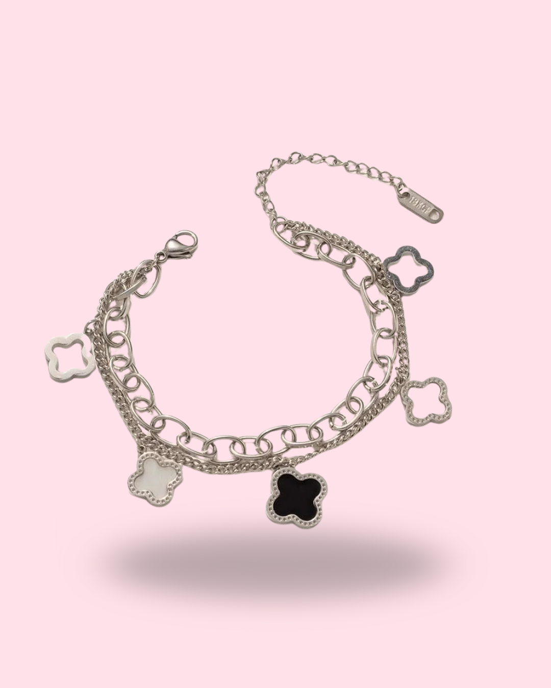 Silbernes Kleeblatt-Armband